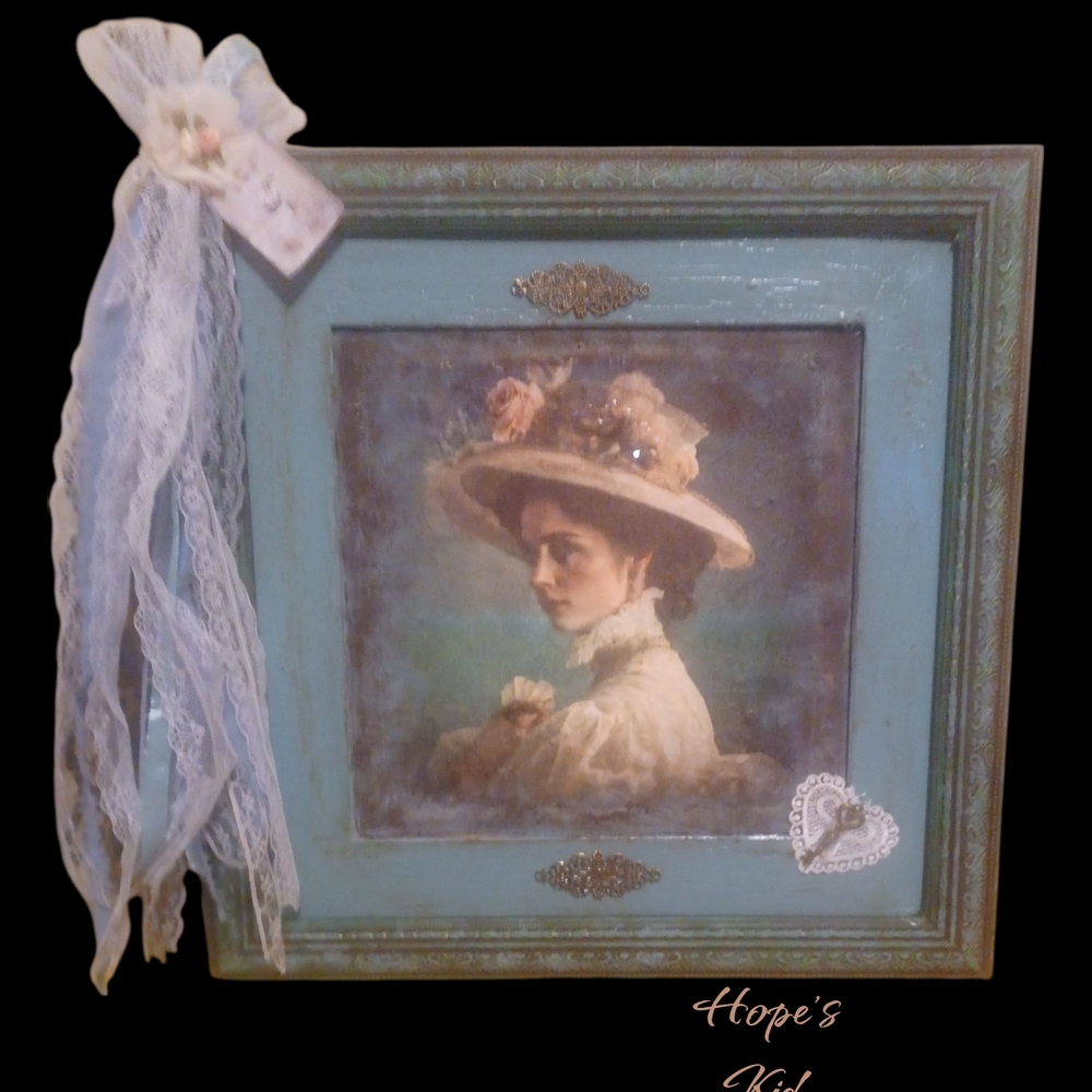 Vintage Style Framed Portrait with Lace